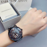 Emporio Armani Automatic Multifunction Black Dial Black Mesh Bracelet Watch For Men - AR60025 Authentic Buy Shop Now