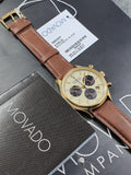 Movado Heritage Chronograph White Black Leather Strap Watch for Men - 3650007 Authentic Buy Shop Now