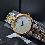 Movado Museum Classic Diamonds Mother of Pearl Dial Two Tone Steel Strap Watch For Women - 0606613 Authentic Buy Shop Now