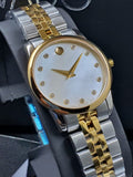 Movado Museum Classic Diamonds Mother of Pearl Dial Two Tone Steel Strap Watch For Women - 0606613 Authentic Buy Shop Now