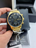 Hugo Boss Navigator Black Dial Gold Steel Strap Watch for Men - 1513531 Authentic Buy Shop Now