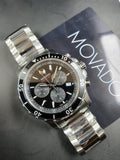 Movado Series 800 Chronograph Black Dial Silver Steel Strap Watch For Men - 2600142 Authentic Buy Shop Now