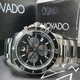 Movado Series 800 Chronograph Black Dial Silver Steel Strap Watch For Men - 2600142 Authentic Buy Shop Now