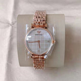 Emporio Armani Gianni T Bar Quartz Mother of Pearl Dial Rose Gold Steel Strap Watch For Women - AR11385 Authentic Buy Shop Now