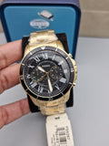 Fossil Inscription Automatic Black Dial Gold Steel Strap Watch for Men - FS5267 Authentic Buy Shop Now