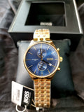 Hugo Boss Associate Blue Dial Gold Steel Strap Watch for Men - 1513841 Authentic Buy Shop Now