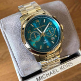Michael Kors Runway Hunger Stop100 Series Blue Dial Gold Steel Strap Watch for Women - MK5815 Authentic Buy Shop Now