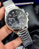 Tommy Hilfiger Asher Chronograph Black Dial Silver Steel Strap Watch For Men - 1791852 Authentic Buy Shop Now