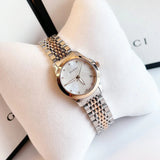 Gucci G Timeless Diamonds Mother of Pearl Dial Two Tone Mesh Bracelet Watch For Women - YA126514 Authentic Buy Shop Now