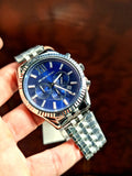Michael Kors Lexington Chronograph Blue Dial Silver Steel Strap Watch for Men - MK8280 Authentic Buy Shop Now