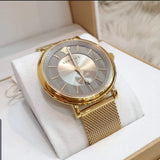 Versace V Circle Quartz Gold Dial Gold Mesh Bracelet Watch For Men - VBQ070017 Authentic Buy Shop Now