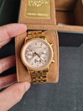 Michael Kors Ritz Chronograph Rose Gold Dial Rose Gold Steel Strap Watch for Women - MK6077 Authentic Buy Shop Now