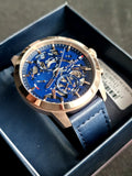 Tommy Hilfiger Henry Chronograph Quartz Blue Dial Blue Leather Strap Watch For Men - 1710475 Authentic Buy Shop Now