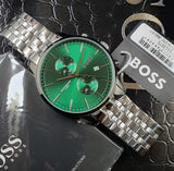 Hugo Boss Associate Green Dial Silver Steel Strap Watch for Men - 1513975 Authentic Buy Shop Now