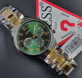 Guess Hendrix Green Dial Two Tone Steel Strap Watch For Men - GW0066G2 Authentic Buy Shop Now