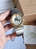 Versace Greca Silver Dial Two Tone Steel Strap Watch for Men - VEVI00320 Authentic Buy Shop Now