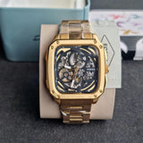 Fossil Inscription Automatic Skeleton Black Dial Gold Steel Strap Watch for Men - BQ2573 Authentic Buy Shop Now