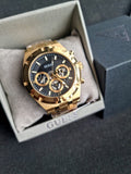 Guess Continental Black Dial Gold Steel Strap Watch for Men - GW0260G2 Authentic Buy Shop Now