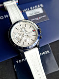 Tommy Hilfiger Bank Chronograph White Dial White Rubber Strap Watch for Men - 1791723 Authentic Buy Shop Now
