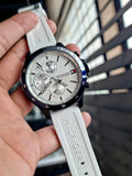 Tommy Hilfiger Bank Chronograph White Dial White Rubber Strap Watch for Men - 1791723 Authentic Buy Shop Now