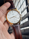 Fossil The Minimalist White Dial Brown Leather Strap Watch for Men - FS5397 Authentic Buy Shop Now