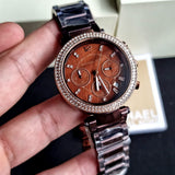 Michael Kors Parker Chronograph Brown Dial Brown Steel Strap Watch For Women - MK5578 Authentic Buy Shop Now