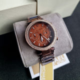 Michael Kors Parker Chronograph Brown Dial Brown Steel Strap Watch For Women - MK5578 Authentic Buy Shop Now