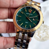 Versace Univers Quartz Green Dial Two Tone Steel Strap Watch for Men - VEBK00718 Authentic Buy Shop Now