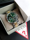 Guess Hendrix Green Dial Two Tone Steel Strap Watch For Men - GW0066G2 Authentic Buy Shop Now
