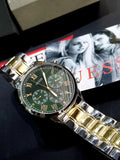 Guess Hendrix Green Dial Two Tone Steel Strap Watch For Men - GW0066G2 Authentic Buy Shop Now