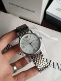 Emporio Armani Kappa Quartz White Dial Silver Steel Strap Watch For Men - AR80014 Authentic Buy Shop Now