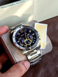 Michael Kors Brecken Chronograph Blue Dial Two Tone Steel Strap Watch For Men - MK8437 Authentic Buy Shop Now