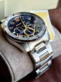 Michael Kors Brecken Chronograph Blue Dial Two Tone Steel Strap Watch For Men - MK8437 Authentic Buy Shop Now