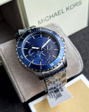 Michael Kors Chronograph Cunningham Multifunction Blue Dial Grey Steel Strap Watch For Men - MK7155 Authentic Buy Shop Now
