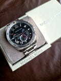 Michael Kors Brecken Chronograph Quartz Black Dial Silver Steel Strap Watch For Men - MK8438 Authentic Buy Shop Now