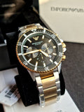Emporio Armani Diver Chronograph Green Dial Two Tone Steel Strap Watch For Men - AR11361 Authentic Buy Shop Now