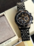 Michael Kors Bayville Chronograph Black Dial Black Steel Strap Watch For Men - MK8750 Authentic Buy Shop Now