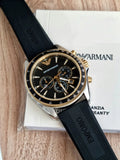 Emporio Armani Sigma Chronograph lack Dial Black Rubber Strap Watch For Men - AR80003 Authentic Buy Shop Now