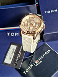 Tommy Hilfiger Angela Silver Dial Cream Leather Strap Watch for Women - 1782123 Authentic Buy Shop Now