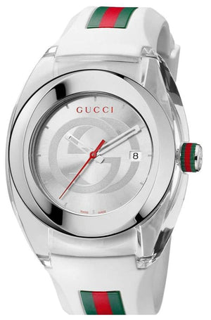 Gucci Sync XXL White Dial White Rubber Strap Watch For Men - YA137102 Authentic Buy Shop Now