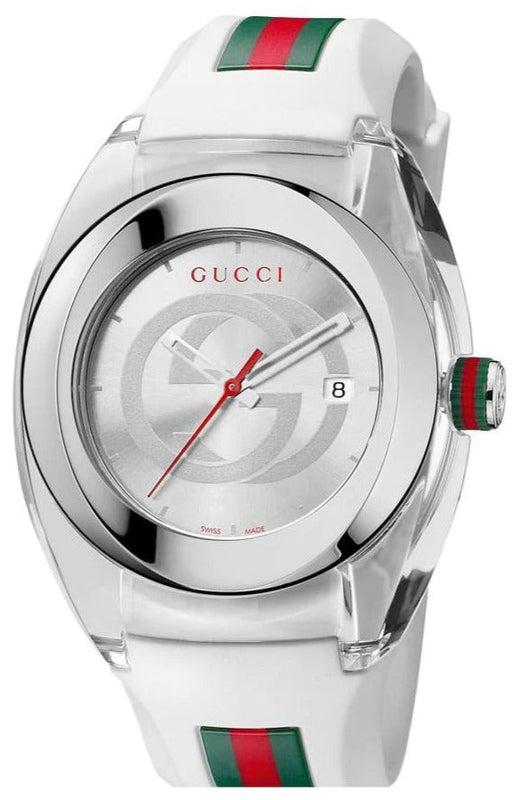Gucci Sync XXL White Dial White Rubber Strap Watch For Men - YA137102 Authentic Buy Shop Now