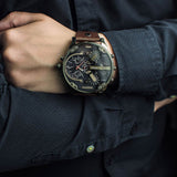 Diesel Mr Daddy Chronograph Blue Dial Brown Leather Strap Watch For Men - DZ7314 Authentic Buy Shop Now