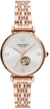 Emporio Armani Gianni T-Bar Silver Dial Rose Gold Steel Strap Watch For Women - AR60023 Authentic Buy Shop Now