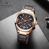 Maserati Triconic Chronograph Grey Dial Brown Leather Strap Watch For Men - R8871639003 Authentic Buy Shop Now