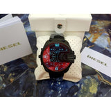 Diesel Uber Chief Chronograph Red Dial Black Steel Strap Watch For Men - DZ7373 Authentic Buy Shop Now