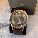 Emporio Armani Renato Quartz Grey Dial Black Leather Strap Watch For Men - AR11049 Authentic Buy Shop Now