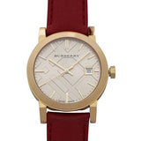 Burberry The City Gold Dial Red Leather Strap Watch for Women - BU9140 Authentic Buy Shop Now