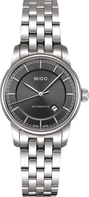 Mido Baroncelli III Automatic Grey Dial Silver Steel Strap Watch For Women - M7600.4.13.1 Authentic Buy Shop Now
