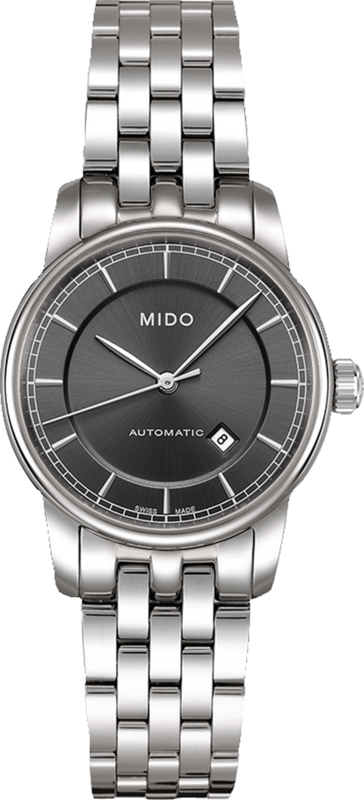 Mido Baroncelli III Automatic Grey Dial Silver Steel Strap Watch For Women - M7600.4.13.1 Authentic Buy Shop Now