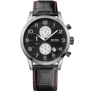 Hugo Boss Aeroliner Black Dial Black Leather Strap Watch for Men - 1512631 Authentic Buy Shop Now